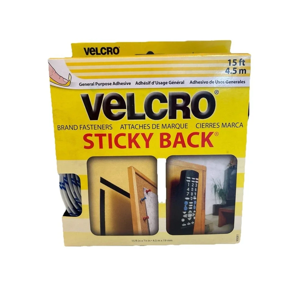 NEW VELCRO Sticky‎ Back Tape -Organization Brand Fasteners Black 15ft x 3/4 Roll